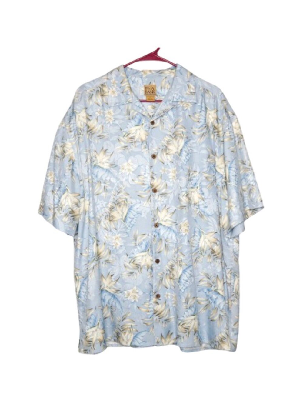 Jos. A. Bank Blue Floral Silk Short Sleeve Hawaiian Shirt - XL. 100% Silk